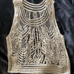 Burning Torch Beaded White Top